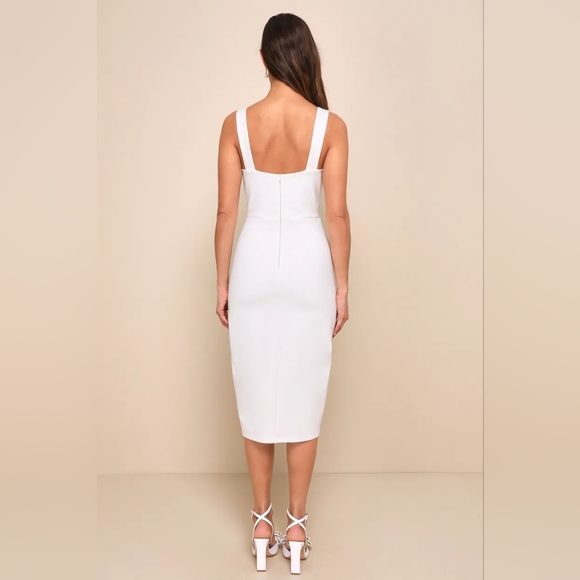 Lulus Baby, You're The One White Sleeveless Bodycon Midi Dress M Wedding Party - Picture 5 of 9
